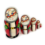 7129S Santa 5 Nesting Doll Hand Painted 4 1/4"x2 1/2"