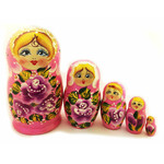 200-679G Matreshka 5 Nested Doll Hand Painted  4"x2 1/2"
