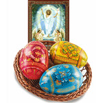 B7012 Ukrainian Easter Eggs Basket With the 3 Hand Painted Pysanki Eggs NEW!!!!