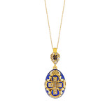 8663-B FABERGE STYLE EGG PENDANT SILVER 925 GOLD PLATED