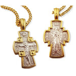 EC-163 Crucifix Guardian Angel Reversible Cross Sterling Silver 925 Gold Plate  1 1/2"x3/4"