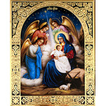 IR-407 Nativity of Christ NEW Gold Silver Foil Embossed Icon Gift Boxed 10"x 8 1/4"