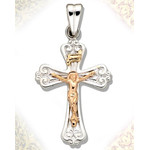 S681BLCR Sterling Silver 14kt Gold Accent Cross NEW!! 1 1/4"x3/4