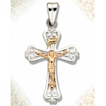 S681BLCR Sterling Silver 14kt Gold Accent Cross NEW!! 1 1/4"x3/4