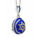 8186 Silver Blue Pendant With A Star Of David with Sterling Silver Chain