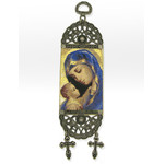 TST44 Madonna & Child Tapestry Textile Art 7"x2"