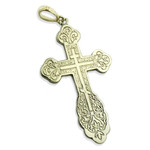 1S Large Sterling Silver Cross Engraved Three Barred 2 1/4"x1 1/8"