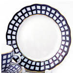 L3721 Lomonosov porcelain Cobalt Check Dessert Plate 6"