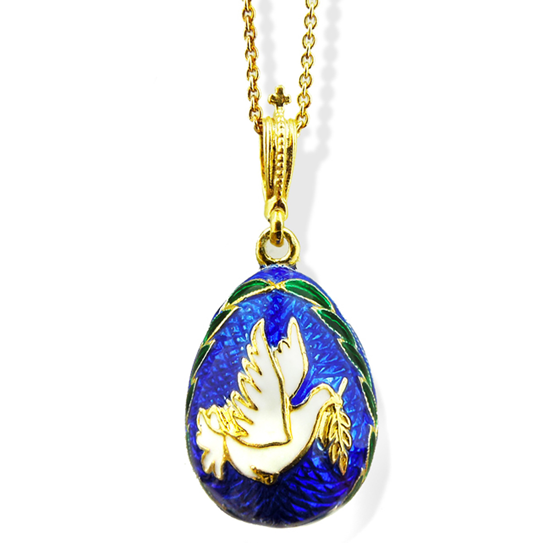 Eggs Silver Egg Pendants 8676B Holy Spirit Dove Cross Two Sided