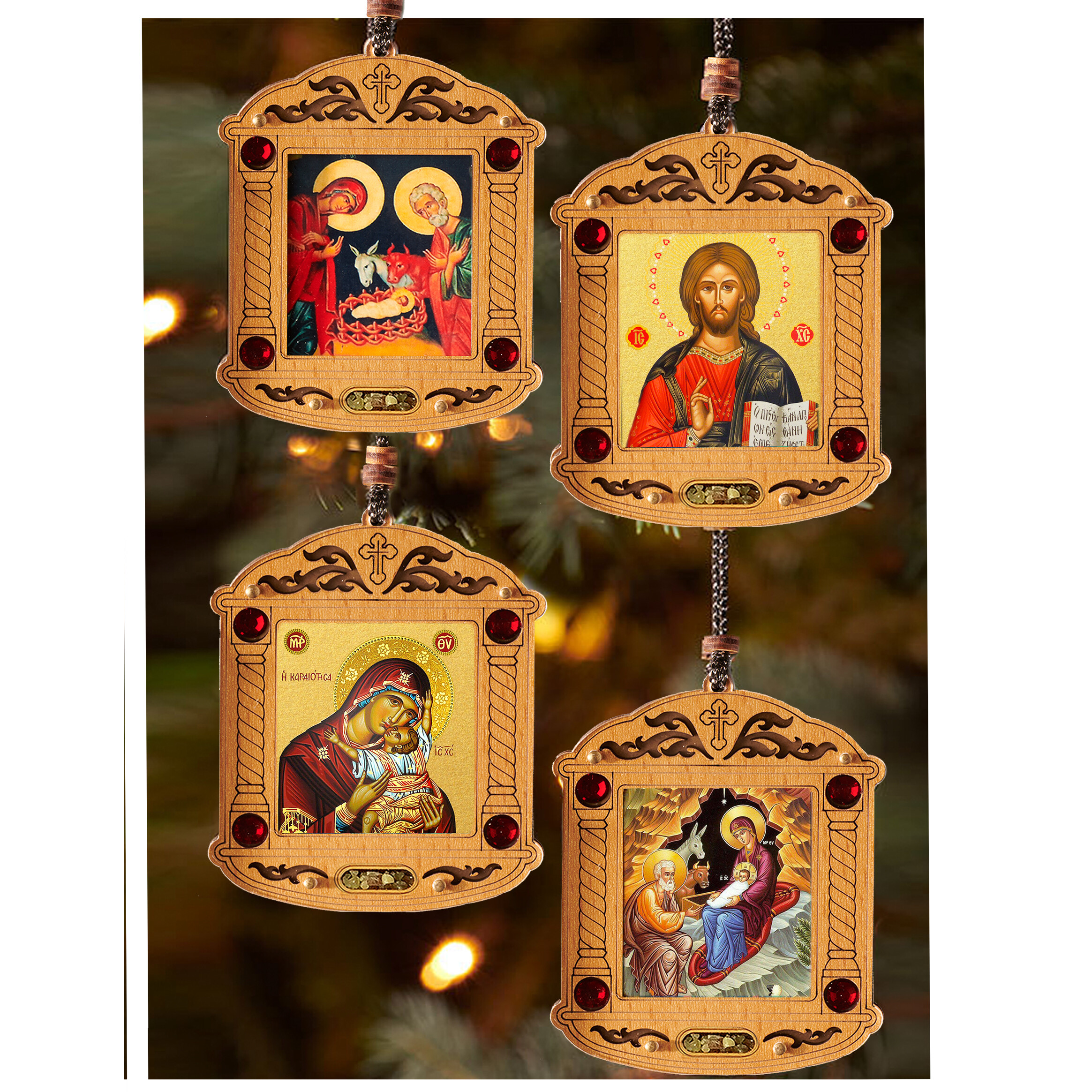 Madonna and Child - Car Room Christmas Tree - Wooden Icon Shrine Pendant Ornament on Rope - Icon Covered With Special Glass - Crystals and Incense Madonna and Child - Car Room Christmas Tree - Wooden Icon Shrine Pendant Ornament on Rope - Icon Covered With Special Glass - Crystals and Incense