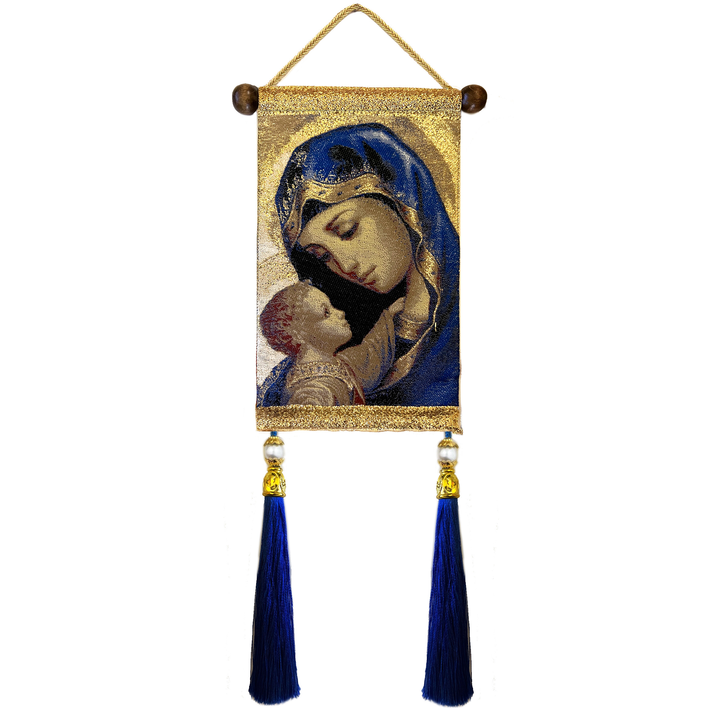 Madonna and Child in Blue - Hanging Tapestry Icon