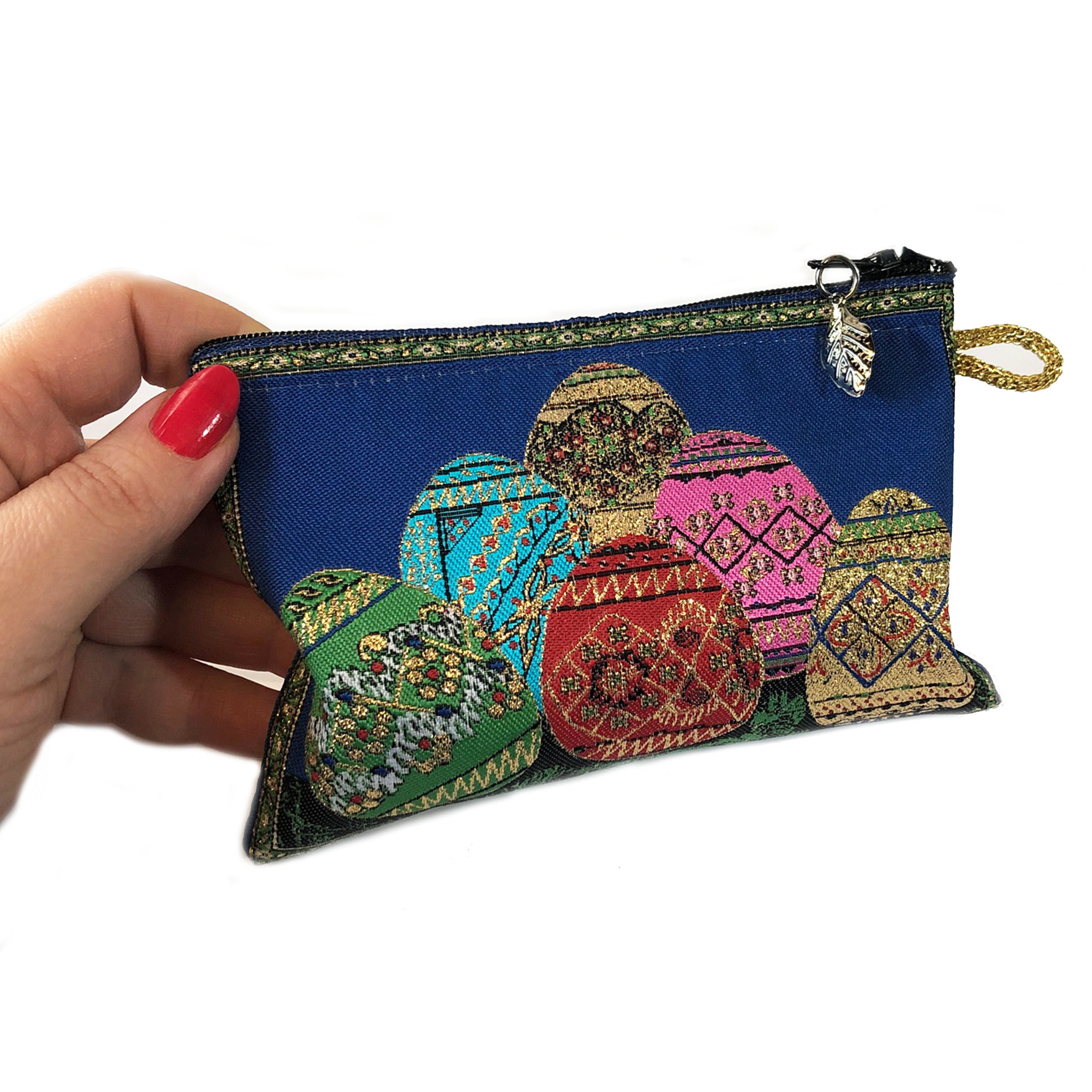 Tip76 U18 4 Easter Tapestry Pouch With 4 Wooden Hand Painted Eggs Pysnky 5 38x4