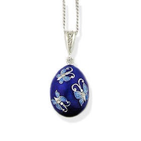 1040-Butterfly Sterling Silver Egg Pendant "Butterfly"