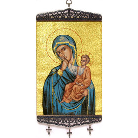 TL28 Virgin of Tenderness Icon Banner Large 17"x8"