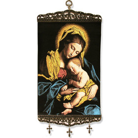TL-2 Madonna & Child Large Tapestry Banner VERY BEAUTIFUL NEW 17"X8"