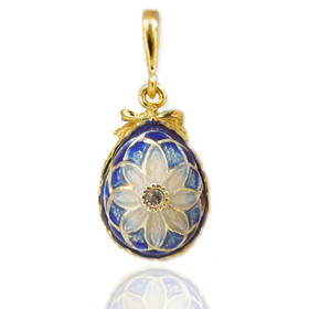 8409-B Reversible Faberge Style Egg Pendant NEW! Sterling Silver 925 18kt Gold Gilded