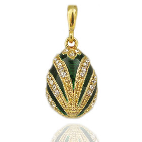 8468-G Faberge Style Egg Pendant Sterling Silver 925 Gold Gilded 18kt