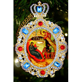 M-8-63 Jeweled Framed Icon icon Pendant Nativity of Christ NEW!!