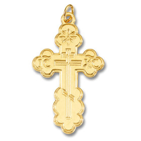 GP1041 Sterling Silver 24kt Gold Plated Three Barred Cross  About 2" Including Bail