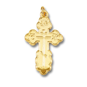 GP541 Sterling Silver 24kt Gold Plated Three Barred Cross  1" Including Bail