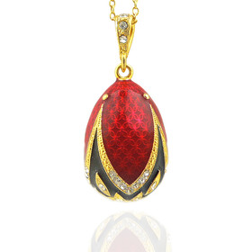 8753-RBL Faberge Style Egg Pendant Sterling Silver 925 Hand Enameled NEW