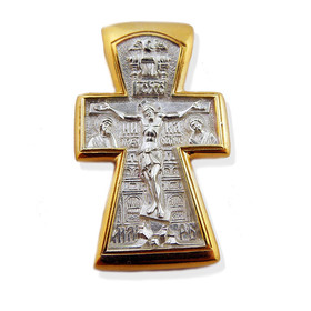 EC-10 Sterling Silver 925 22kt Gold Plate Crucifix & Baptism Of Christ 1 1/4"x3/4"