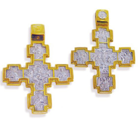 EC-5 Sterling Silver Gold Plated Reversable Cross
