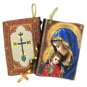 TIP5 Madonna Caressing the Christ Child  Rosary Pouch 5 3/8"x4" NEW!!
