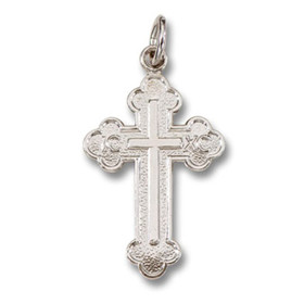 S644RH  Sterling Silver Cross with High Polish Rhodium Finish 1 1/8 inch