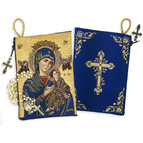 TIP8  Virgin of Perpetual Help & Christ The Teacher  Rosary Icon Pouch 5 3/8"x4" NEW!!