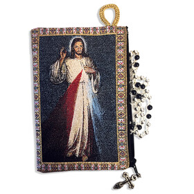 TIP6 Blessed Pope John Paul II & Divine Mercy Two Sided Rosary Pouch 5 3/8"x4" NEW!!