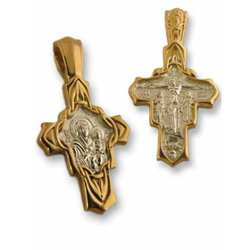 EC-164 REVERSABLE CRUCIFIXION/VIRGIN MARY & BABY JESUS CROSS