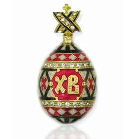 8736 Egg Pendant Easter "Pisanky Style" Sterling Silver 925 Gold 22kt Gold Swarovsky Crystals