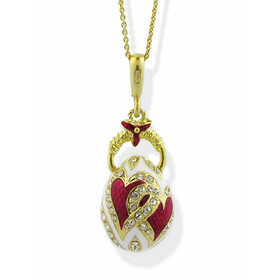 8429-WR Sterling Silver Gold Plated Egg  Pendant "Hearts"  with Chain!!!