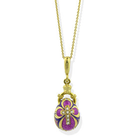 8443-P Sterling Silver Gold Plated  Egg Pendant With the Chain NEW
