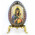 IED-4-3 Virgin of Enternal Bloom and Christ Wood Icon Egg w/Gold Stand