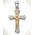 S662FLCR Crucifixion Two Tone Sterling Silver Cross With 14kt Gold Accent 1 3/8"x1/2"