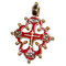 AD-34R Old Believers “Lobed” Cross  Sterling Silver Gold Plated Enameled ! Hallmarked Save Us on Back Side