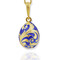8481-BG Blue Sterling Silver 925 18kt Gold Plated Faberge Style Egg Pendant